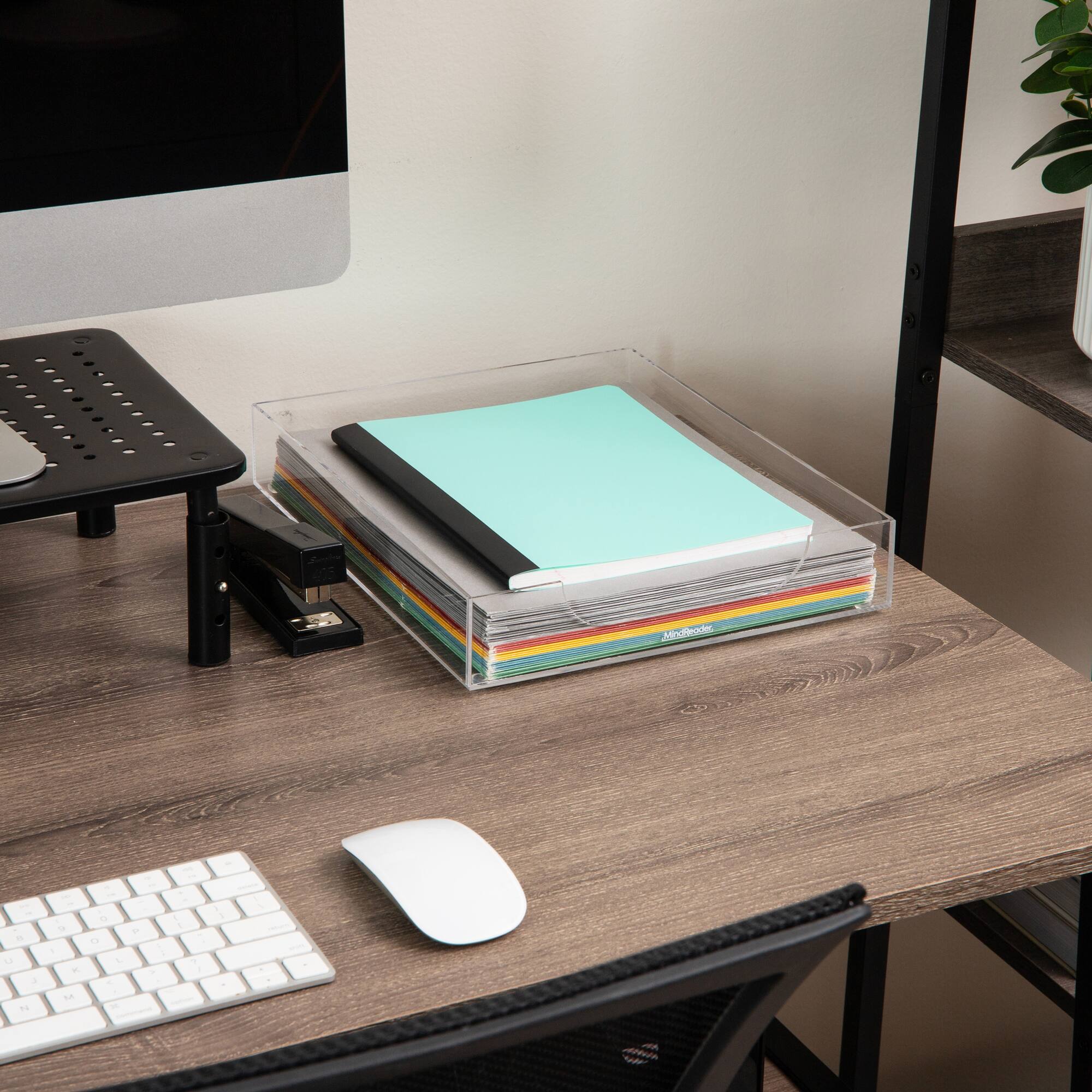 Mind Reader Paper Tray, Desktop Organizer, File Storage, Modern, Office, Acrylic, Clear
